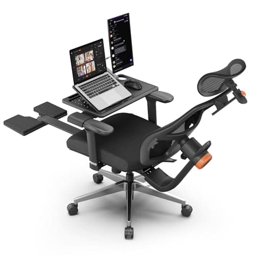 Newtral Office Chair Ergonomic with Footrest, Auto-Following Lumbar Support, High Back Desk Chair with 4D Armrest,136° Tilt Lock, Adjustable Seat Depth & Height (Supreme with Laptop Tray, Black)