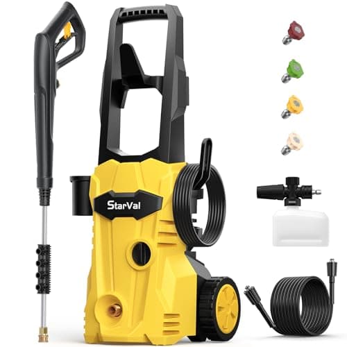 StarVal Electric Pressure Washer, Power High Pressure Washer with 4 Nozzles and 400 ML Foam Cannon, Max. 2400 PSI Water Pressure Washer for Car, Vehicle, Fence, Furniture