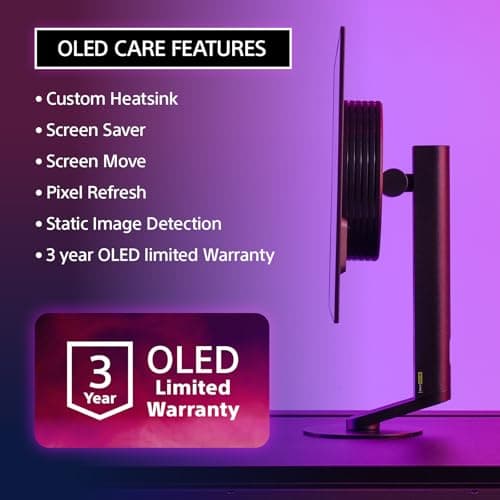 Sony INZONE M10S 27” OLED 1440p Gaming Monitor 480Hz 0.03ms, Low Profile Stand, Tournament Mode, Dual Screen Size (24.5”), G-SYNC Compatible, Anti-Glare, Custom Heatsink, 3-Year OLED Limited Warranty 6