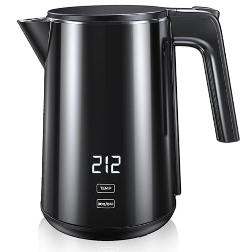 Electric Kettle, 1.0L 1200W Fast Heat with Auto Shut-Off, Boil-Dry Proof, 7 Temperature Control Teapot, Double Wall Stainless Steel Water Boiler Heater, 4H Keep Warm, Cool Touch Coffee Tea Pot, Black