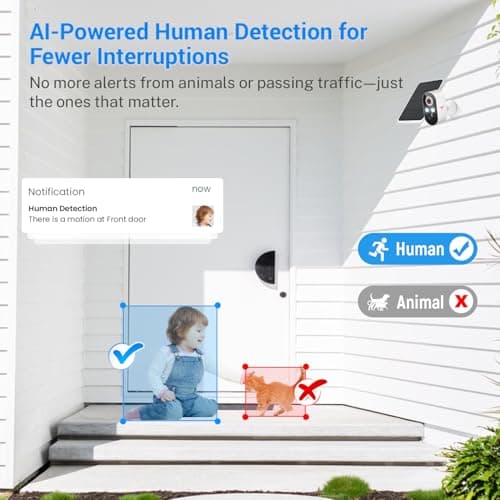 Blazique 1080p Solar Security Camera, Smart AI Human Detection, Color Night Vision, 2-Way Audio, Cloud Storage Sold Separately, 2.4G WiFi, Wireless Indoor/Outdoor Surveillance Bullet Cam (2 Pack) 3