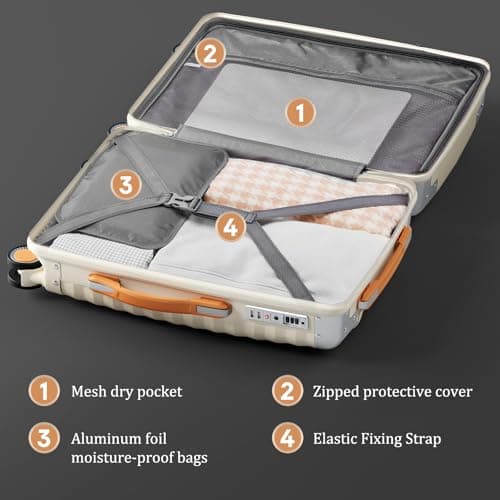 Joyway Carry On Luggage, 20 IN Suitcase Hardside Checked with TSA Lock (Cream, 20'') 7