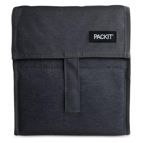 PackIt Freezable Lunch Bag, City Charcoal, Built with EcoFreeze Technology, Foldable, Reusable, Zip and Fold Closure with Buckle Handle, Designed for Work Lunches and Fresh Lunch On the Go