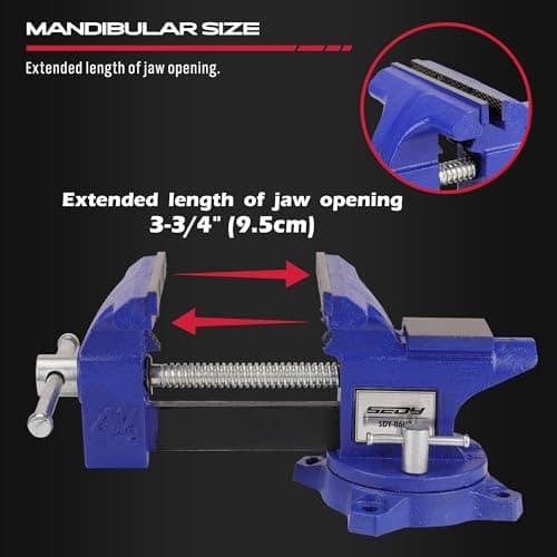 Heavy Duty Bench Vise 4.5 Inch: Table Clamp Woodworking Vice Press Drill Tools Workbench Wood Metal Pipe Work Shop Block Swivel Slide Cross Welding Machine Kit Milling Grip Precision Magnetic Jaw Pad 7