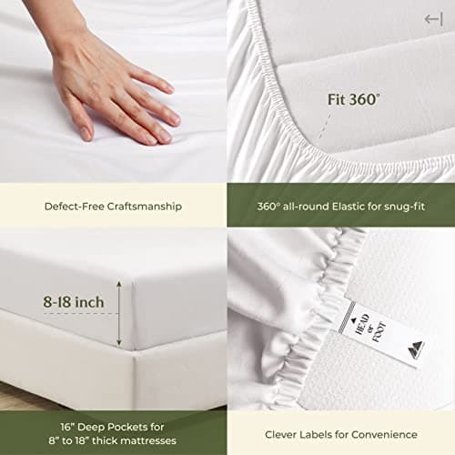 Mayfair Linen 100% Egyptian Cotton Queen Fitted Sheet Only - 600 Thread Count Cotton Fitted Sheet Queen, Soft, Durable, Cooling 16" Deep Pocket Sateen Weave Bottom, Luxury Hotel Quality - White 6