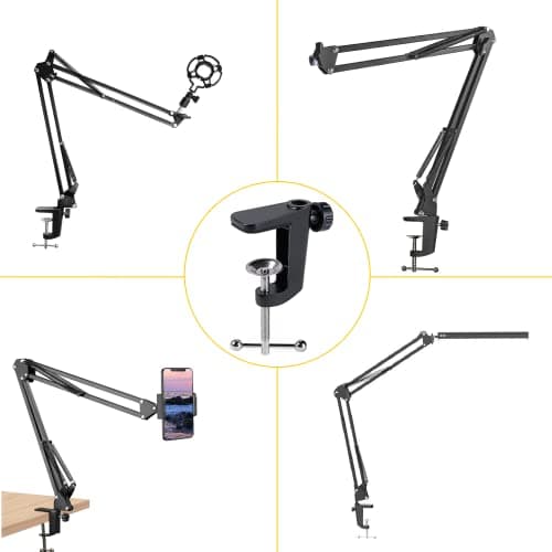 YNHFIFI Replacement Aluminum Alloy Universal Bracket Adjustable C-Clamp Desk Light Mounting Bracket Cantilever Bracket for Microphone Arm and Desktop Table Lamp 5