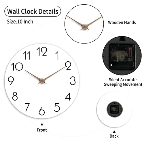 cicininc Wall Clock - White 10 Inch 6
