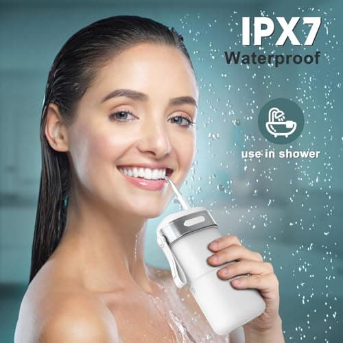 NIMMU Water Flosser for Teeth Picks, Mini Cordless Portable Water Dental Flosser with 160ML Water Tank, Infinitely Knob Mode IPX7 Waterproof, Lightweight, Electric Water Flosser for Travel - Black 8