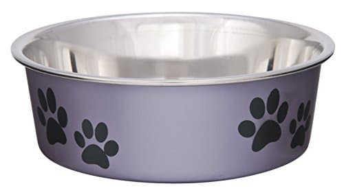 Loving Pets Bella Dog Bowls- Stainless Steel Dog & Cat Bowls - Spill Proof Dog Food Bowl, Cat Bowl, Puppy Essentials & Pet Supplies Great for Home & Travel (Small 10-20 lbs, Grape)