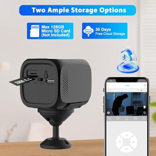 FUVISION No WiFi Security Camera, 2K Cellular Security Camera, 20 Days Standby, 4G LTE Micro Camera, Mini Camera SIM Card for Car Security, No Plug In, Motion Detect, Night Vision, SD/Cloud, 120° View 8