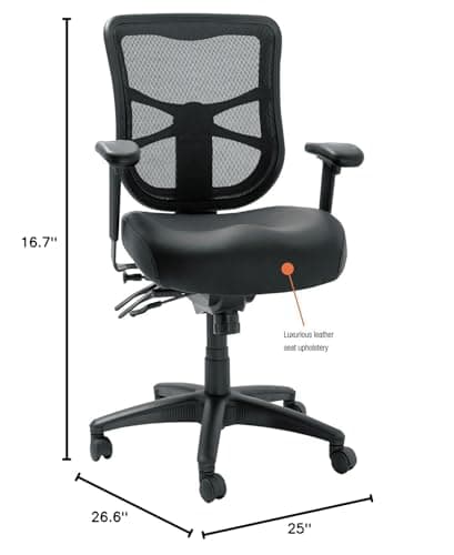 Alera EL4215 Elusion Series Mesh Mid-Back Multifunction Chair, Black Leather 3