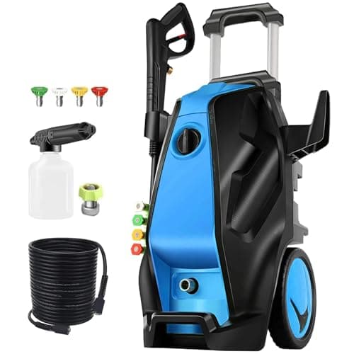 Imdot Pressure Cleaner, 5000 PSI 4.0 GPM Heavy Duty Power Cleaner with Foam Cannon, 4 Nozzle Tips,33FT Hose and Soap Bottle for Home/Cars/Driveways/Patios/Decks/Fences,Blue