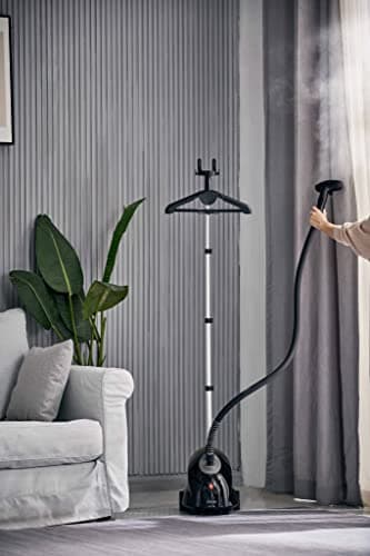 SALAV GS18-DJ Standing Garment Steamer with Roll Wheels for Easy Movement, 1.8L Water Tank for 1 Hour Continuous Steaming, Adjustable Pole for Storage, Includes Descaler Packet, 1500 watts 10