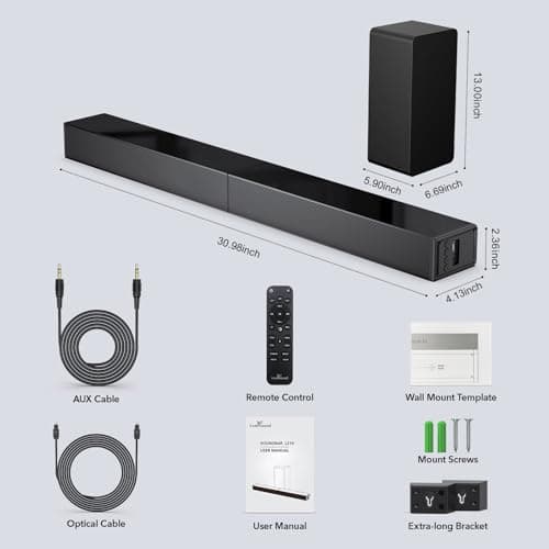LARKSOUND 2.1 CH Sound Bar with Subwoofer, 31" Soundbar for Smart TV with HDMI, Optical, AUX, Bluetooth, USB - Surround Sound System 7