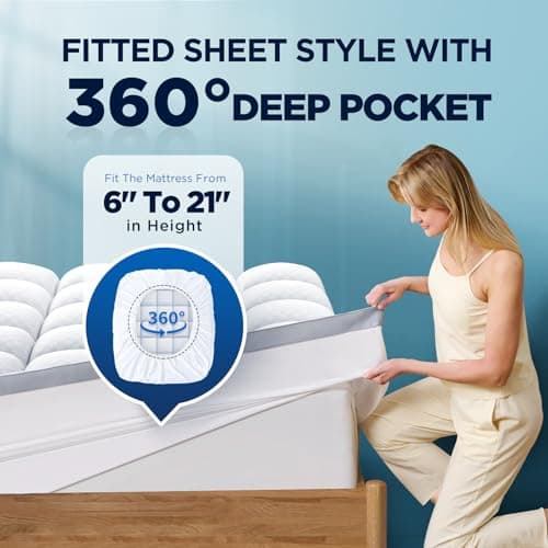 Premium Memory Foam Mattress Topper Queen for Ultra Comfort, 2 Inch Plush Pillow Top Queen Mattress Topper with Breathable Air Mesh Sides, Soft Mattress Pad Cover with Deep Pocket Fits 6-21" Mattress 6