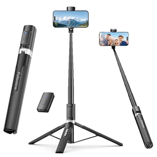 Selfie Stick Travel Tripod for iPhone Wireless Remote for Selfies, Extendable Selfie Stick for iPhone, iPhoneTripod for Video Recording, 60 inch, Black