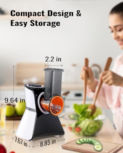 Electric Cheese Grater Salad Shooter,5-In-1 Electric Slicer For Home Kitchen,One-Touch Easy Control,With Safety Push Bar Cheese Grater Electric For Zucchini,Cheese,Vegetables And Smoothie 7