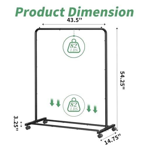 Simple Trending Standard Clothes Clothing Garment Rack with Storage Shelves, Rolling Clothes Organizer on Wheels for Hanging Clothes, Black 7