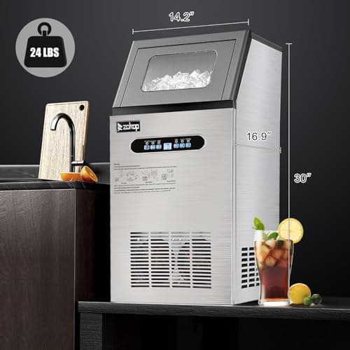 Winado Commercial Ice Maker 110LBS/24H, Stainless Steel Freestanding Ice Maker Machine w/ 24LBS Storage Bin, Auto Clean Under Counter ice Machine for Home, Restaurant, Bar, Hotel, Store 8