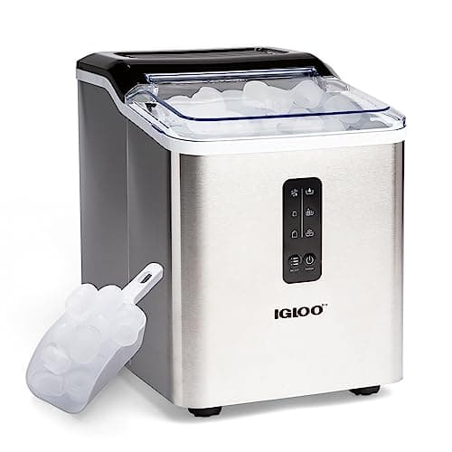 Igloo Automatic Ice Maker, Self- Cleaning, Countertop Size, 26 Pounds in 24 Hours, 9 Large or Small Ice Cubes in 7 Minutes, LED Control Panel, Scoop Included, Perfect for Water Bottles, Mixed Drinks