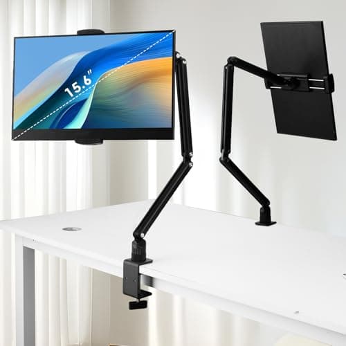 Polbecky for ipad Tablet Stand Holder for Desk,Portable Monitor Stand Holder 15.6'' Max,for ipad Tablet Mount Arm with Upgraded Screws/360°Rotate Base,Fits for Kindle,Tabs 12.9'' Max(Not Over 2.65lb)