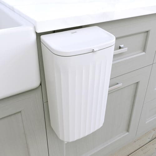 Glad Roomate Under Counter Waste Bin | Space Saving Small Trash Can for Kitchen Cabinet, Bathroom or Office | Dual Lid for Ease of Opening, 12 Liter, White