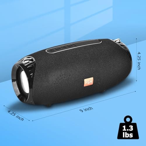 Hopjuery Outdoor Portable Bluetooth Speaker, IPX4 Waterproof Wireless Speakers, 5.0 Bluetooth Speakers, Powerful Sound, TWS Stereo Pairing Support TF Card, for Home/Party/Outdoor/Beach Black 6