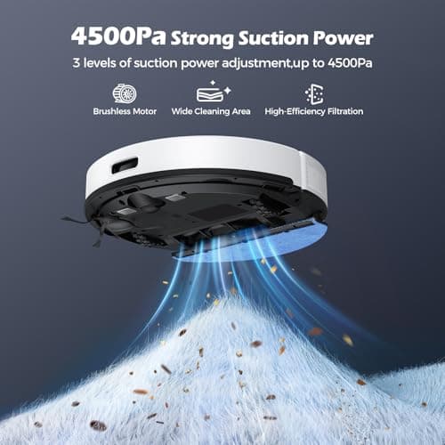 Lubluelu 3 in 1 Robot Vacuum and Mop Combo,4500Pa Robot Vacuum with Mapping,LiDAR Navigation,5 Maps,24 No-Go Zones, WiFi/App/Alexa,Self-Charging,Vacuum Robot for Pet Hair,Carpet,Hard Floor,SL68W 5