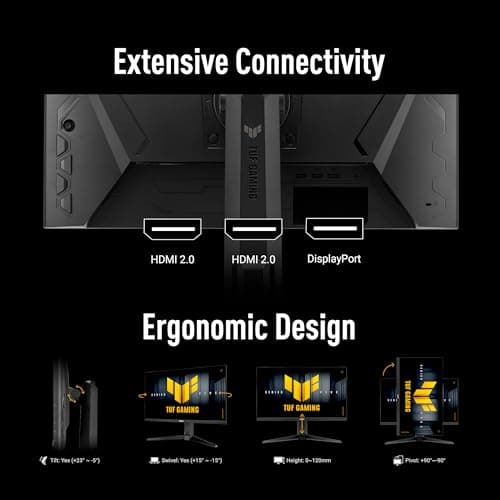 ASUS TUF Gaming Series 5 24.5” 1080P Gaming Monitor (VG259QMRL5A) - Full HD, Fast-IPS Panel, 310Hz, 0.3ms, DisplayHDR400, 99% sRGB, Height Adjustable, DisplayWidget, Gaming AI, 3 yr Warranty 7