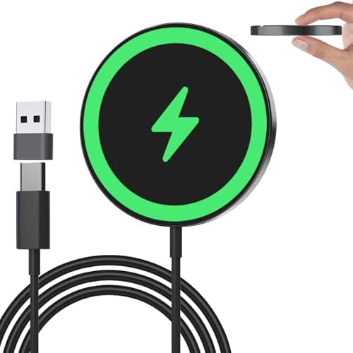 for MagSafe Charger 15W Magnetic Wireless Charging Pad for iPhone 17 16 15 14 13 12 Air Pro Max Plus mini/AirPods 2 3 Pro, Slim Portable Strong Magnet Quick Charger, USB-C/A Ports (Black)
