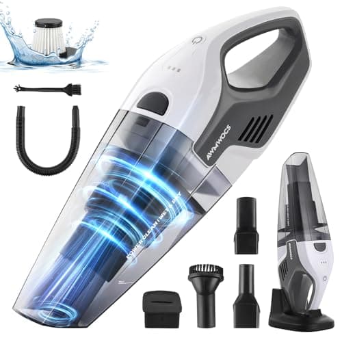 AWMWOCS 9700Pa Handheld Vacuum Cordless, 100W Portable Car Vacuum, Wet Dry Hand Held Vacuum, Lightweight Low-Noise Washable HEPA Filter Vacuum Cleaner for Car/Home/Pet/Office