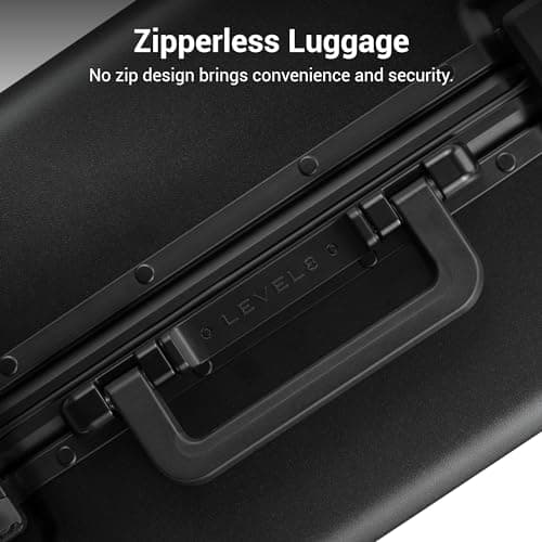 LEVEL8 Zipperless Carry On Suitcase Airline Approved with Aluminum Frame, Hard Shell Luggage with Spinner Wheels, Metal Travel Luggage with Double Tsa Locks, 20 Inch, Black 7