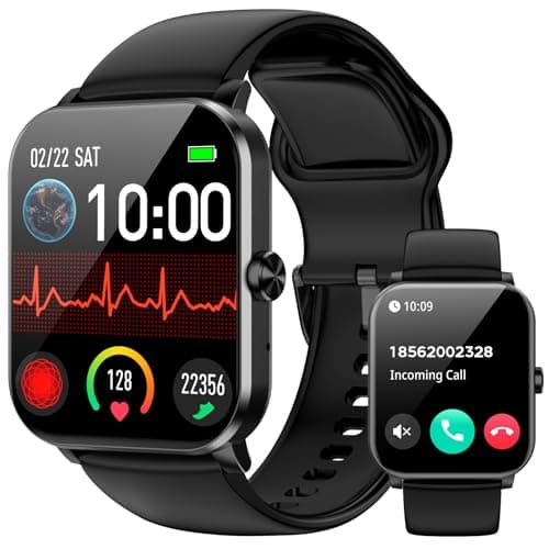 Jacoosa Smart Watch for Men Women, 1.85" Fitness Tracker with Answer/Make Calls, IP68 Waterproof, Heart Rate/Sleep Tracker, 120+ Sport Modes, Fitness Watch Compatible with Android & iOS (Black)