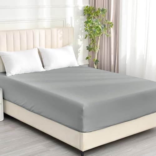 David's Home 100% Washed Cotton Fitted Sheet King, Ultra Soft Bottom Sheets with 2.5cm Wider Elastic 16" Deep Pockets, Skin Friendly Breathable Easy Fit not Shrink,78"x 80",Grey, No Pillowcase