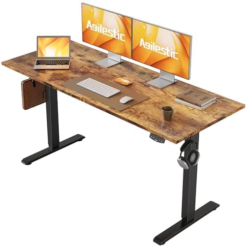 Agilestic Electric Standing Desk, 55 x 24 Inches Height Adjustable Desk, Sit Stand up for Work Office Home, Ergonomic Rising Computer Table with Memory Preset, Rustic Brown