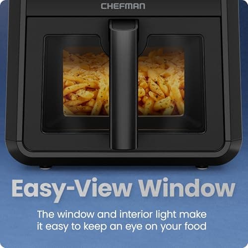 Chefman Air Fryer TurboFry 7-Qt, 6-in-1 High-Powered 450°F Cooking for Crispier Results, Compact Space-Saving Design, Air Fry, Bake, Broil, Reheat, Dehydrate, Defrost, Fast & Even Cooking – Black 7