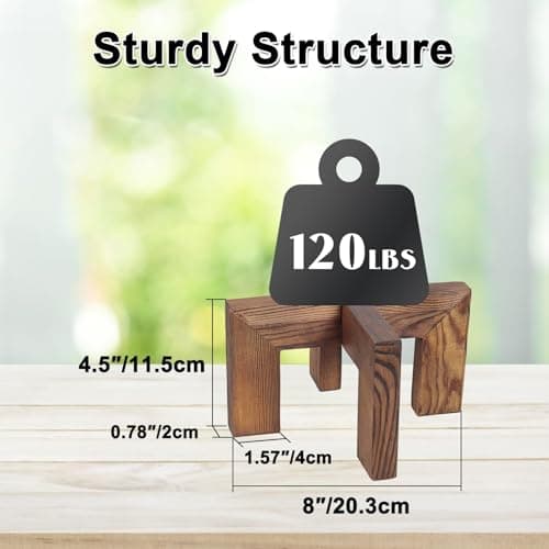 Vigordream Plant Stand, Indoor/Outdoor Wood Plant Holder, Single Flower Pot Stand, Sturdy Planter Stands (Walnut, Fit 5-9 Inch Pots) 5