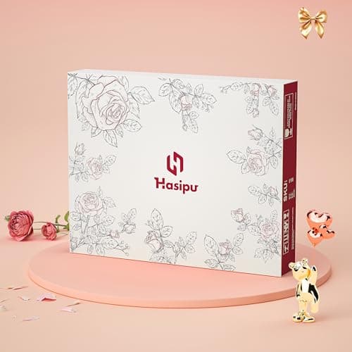 Hasipu Vanity Mirror with Lights, 14" x 10" LED Makeup Mirror, 3 Modes Light, Smart Touch Control Dimmable, 360°Rotation, Rectangle White Frame, with 5X Magnifying Glass 7