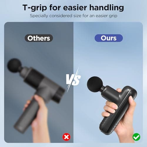 PENJOY Mini Massage Gun, Powerful Handheld Muscle Massager for Muscle Relaxation, Deep Tissue Percussion Small Massage Gun Travel Massager with 4 Massage Heads Silent Brushless Motor, Black 6