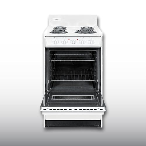 Summit 20” Electric Range, 220V Electric Coil Burners, Large 2.46 cu.ft Oven, ADA Complaint, White- WEM110 2
