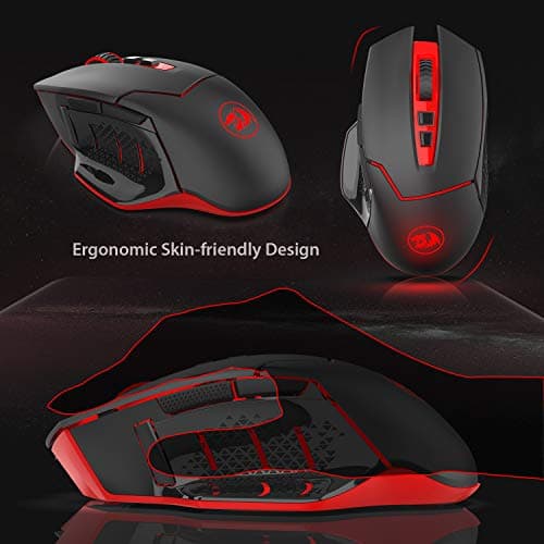 Redragon M690-1 Wireless Gaming Mouse with DPI Shifting, 2 Side Buttons, 2400 DPI, Ergonomic Design, 8 Buttons-Black 7