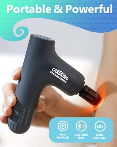 CAREKING 3-in-1 Detachable Massage Gun Deep Tissue, Ergonomic Extension Handle Back Massager for Pain Relief, Portable Percussion Muscle Massager for Shoulder, Thigh, Waist & Neck, FSA-HSA Eligible 5
