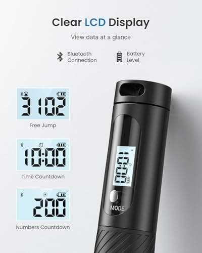 RENPHO Smart Skipping Rope with Counter, Adjustable Jump Ropes for Fitness, Skip Rope with APP Data Analysis, Workout Equipment for Women Men Adult Kids, Burn Calories, Boxing Jumping Rope, Gym, MMA 5