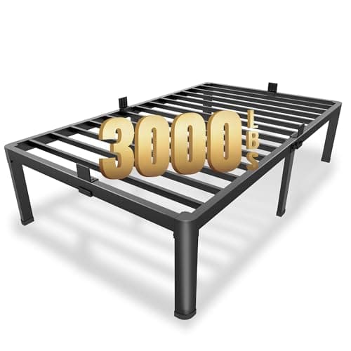 MAF 14 Inch Twin Metal Platform Bed Frame with Round Corner Legs, 3000 LBS Heavy Duty Steel Slats Support, Noise Free, No Box Spring Needed, Easy Assembly