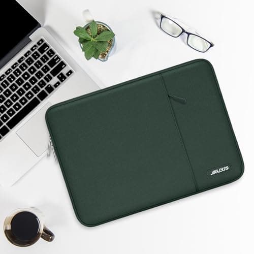 MOSISO Laptop Case 13.3 inch, 13-13.3 inch Laptop Sleeve Compatible with MacBook Air/Pro 13/Pro 14 M5 M4 M3 M2 M1, HP Dell ASUS Lenovo,Polyester Vertical Computer Sleeve Bag with Pocket,Midnight Green 5