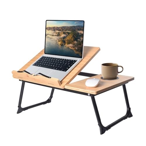 Xjskkaa Portable Laptop Stand with Tray for Reading in Bed, Adjustable Ergonomic Design
