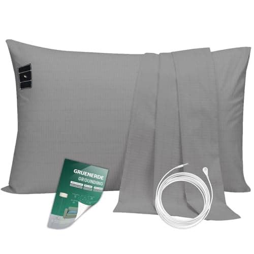 Grounding Pillowcase King with 10% Silver Fiber Conductive Grounding Pillow Case 20x36in Silver Fiber Improve Sleep Anxiety Relief Gray 1pc