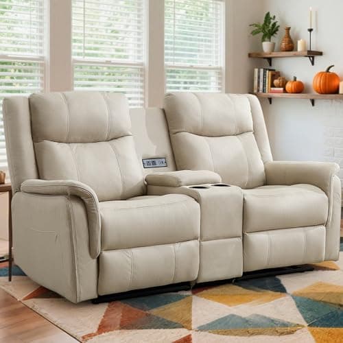 Korser Loveseat Recliner Sofa, Reclining Loveseat Couch, Reclining Couch with Console