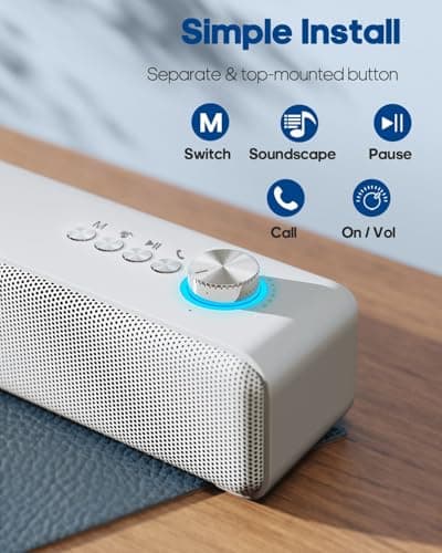 LENRUE Computer Speakers for Desktop PC, Power Clear Sound, Single Buttons, AUX Connect, AC Adapter Powered for Monitors, PCs, Laptops, Tablets, Phones 5