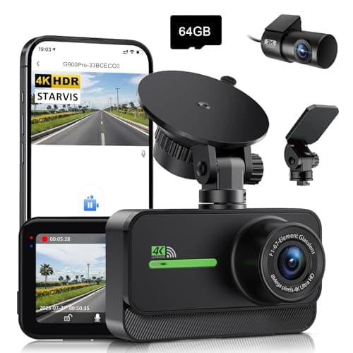 GMAIPOP Dash Cam Front and Rear,4K+2K Dash Camera for Cars with STARVIS Sensor,Built in 5GHz Wi-Fi, Free 64GB Card Included, Dual Dashbord Dashcam,Night Vision,Emergency Lock, Parking Mode